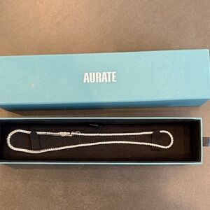 Aurate Silver-Tone Tennis Necklace with Clear Stones